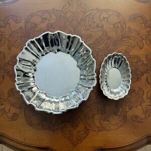 Vintage Reed & Barton Holiday Silverplate Bowl Set-Scallop-Christmas-Tray-Serve